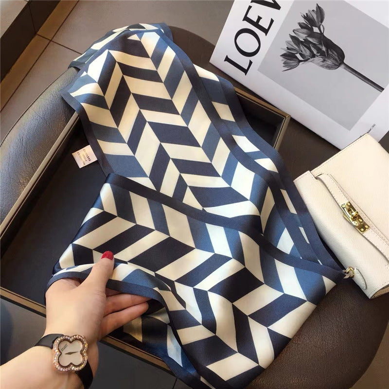 Women's Summer Korean Style Scarf - Lightweight Polyester Silk Scarf, Long Double-Sided Brocade Scarf, Versatile Fashion Accessory