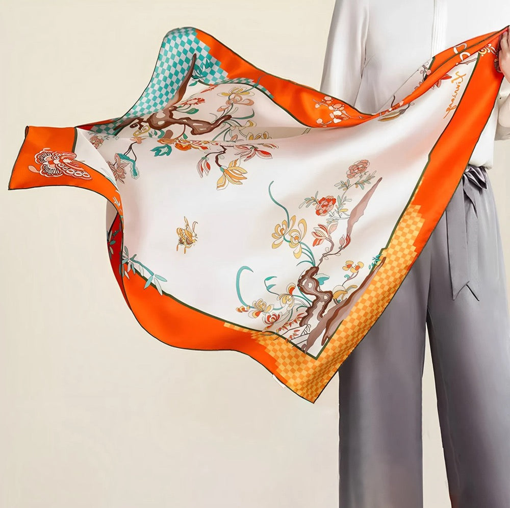 Custom Mulberry Silk Scarf, Personalized Silk Scarf Hand Rolled Hem, Custom Scarf Handmade Gift 100% Pure Silk Bandana, Wedding Favor Scarf