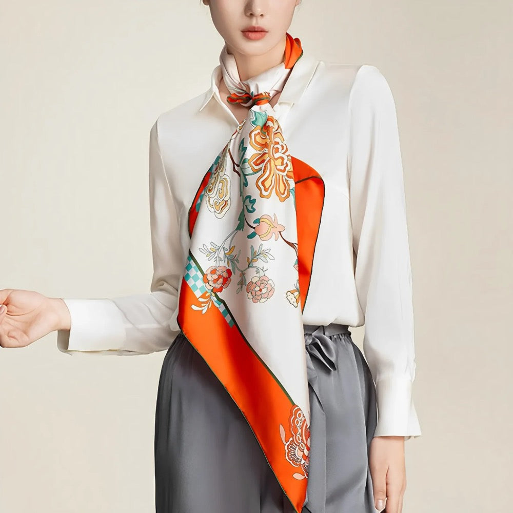 Custom Mulberry Silk Scarf, Personalized Silk Scarf Hand Rolled Hem, Custom Scarf Handmade Gift 100% Pure Silk Bandana, Wedding Favor Scarf