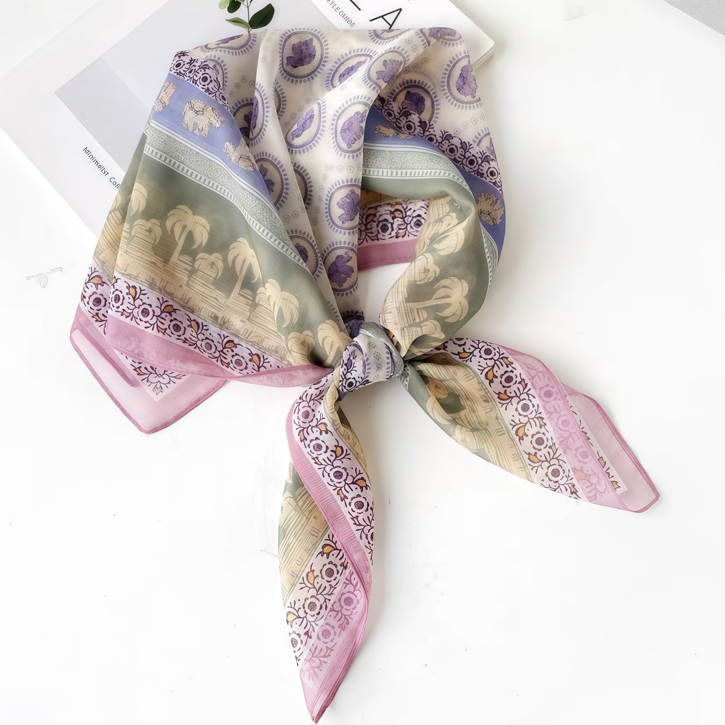 Women's Summer Polyester Scarf - Lightweight Square Scarf, Elegant Neckwear, Silk-like Feel