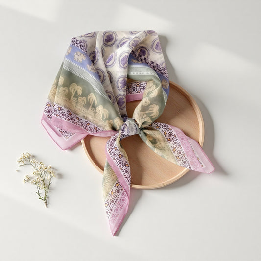 Women's Summer Polyester Scarf - Lightweight Square Scarf, Elegant Neckwear, Silk-like Feel