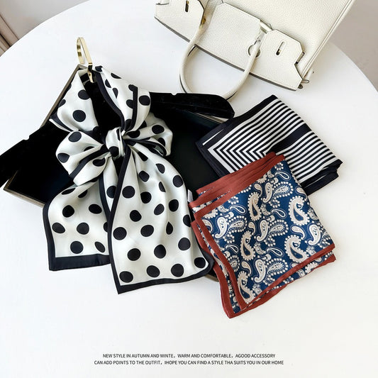 Women's Long Silk Scarf 150x16cm - Cashew Print Versatile Scarf for Daily Wear, Business & Travel Accessories