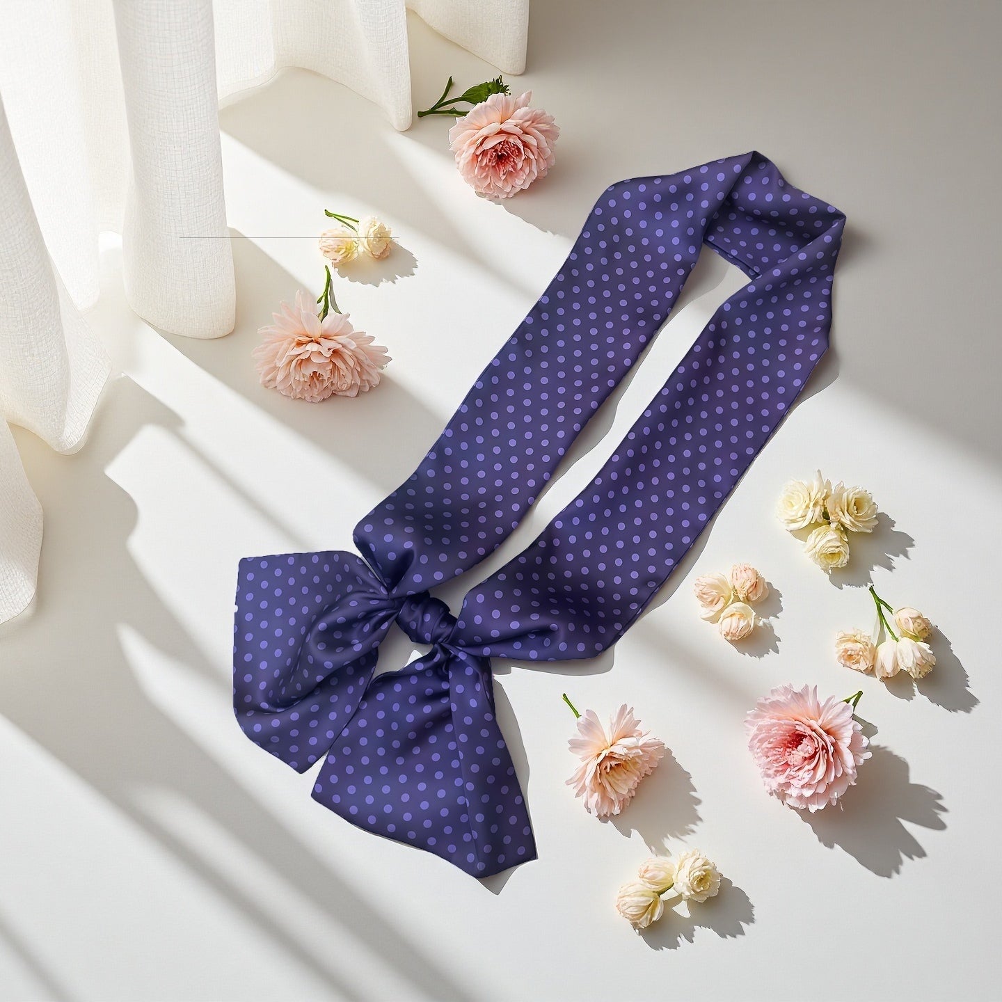 Women's Summer Korean Style Scarf - Lightweight Polyester Silk Scarf, Long Double-Sided Brocade Scarf, Versatile Fashion Accessory