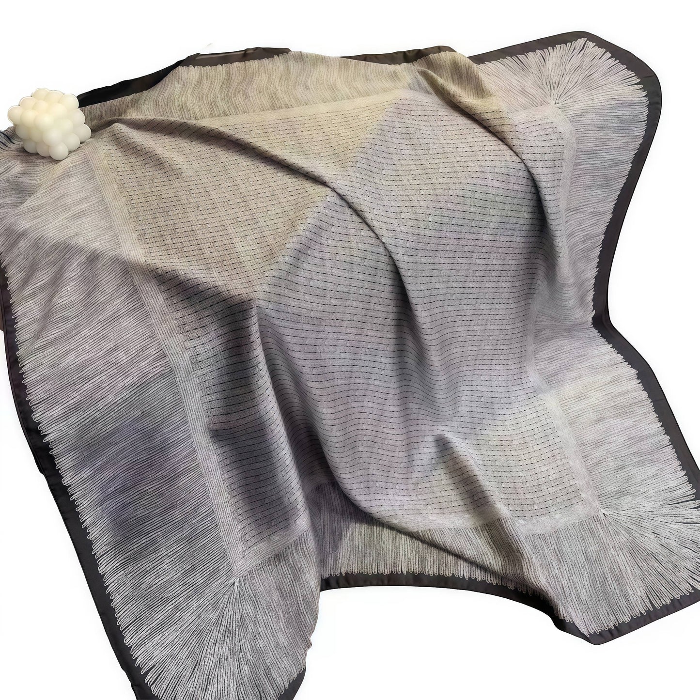 Square Scarf for Women 90x90cm - French Style Gray Scarf for Office, Travel & Beach, Elegant Wrap