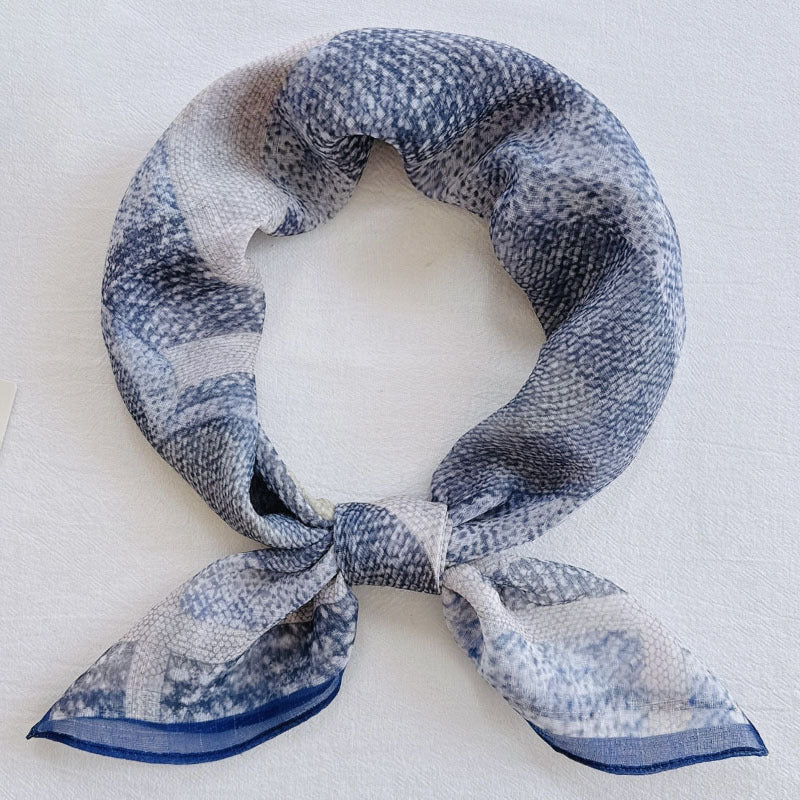 Polyester Silk Summer Scarf - Lightweight Korean Fashion Square Neck Scarf | UV Protection Versatile 70x70