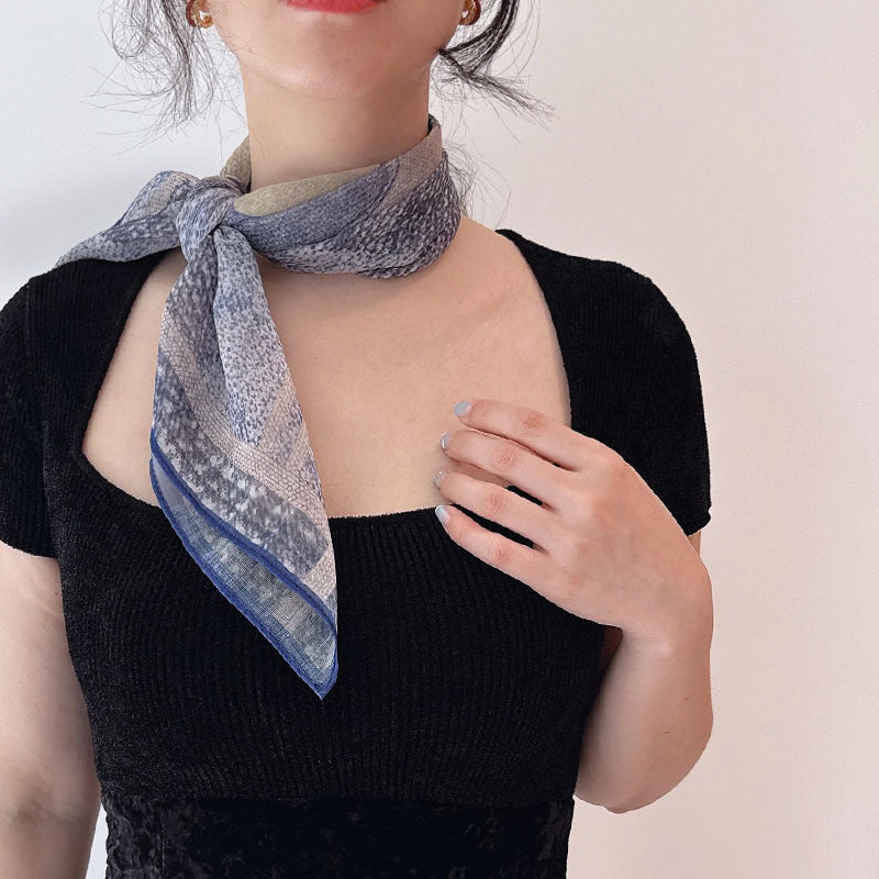 Polyester Silk Summer Scarf - Lightweight Korean Fashion Square Neck Scarf | UV Protection Versatile 70x70