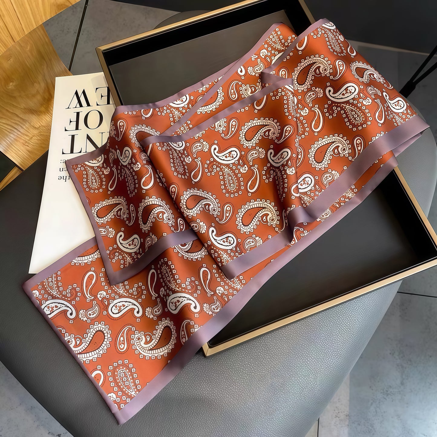 Women's Summer Korean Style Scarf - Lightweight Polyester Silk Scarf, Long Double-Sided Brocade Scarf, Versatile Fashion Accessory