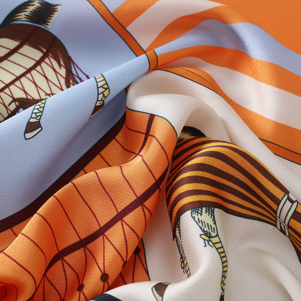 New French retro horse print 120 * 45 small rhombus silk scarf women's fashion trend headscarf bag scarf