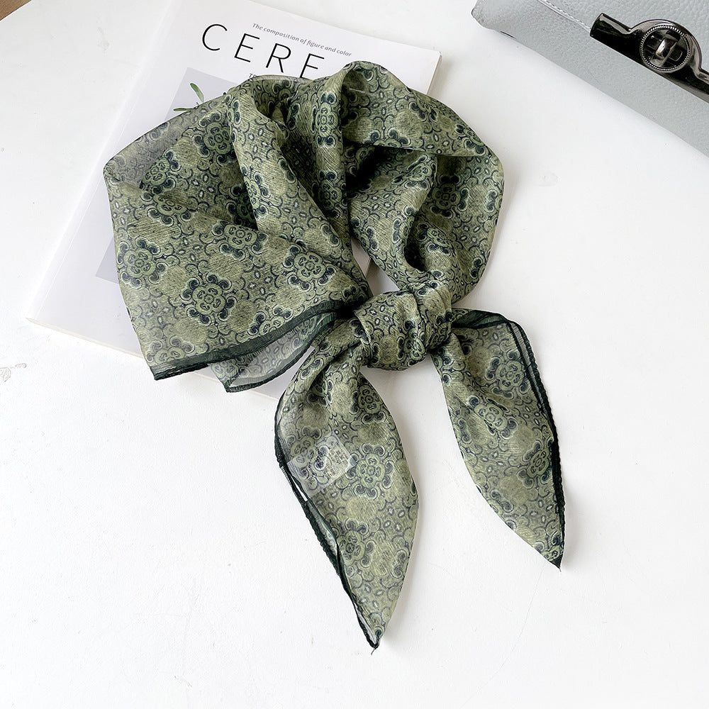 Women's Summer Polyester Scarf - Lightweight Square Scarf, Elegant Neckwear, Silk-like Feel