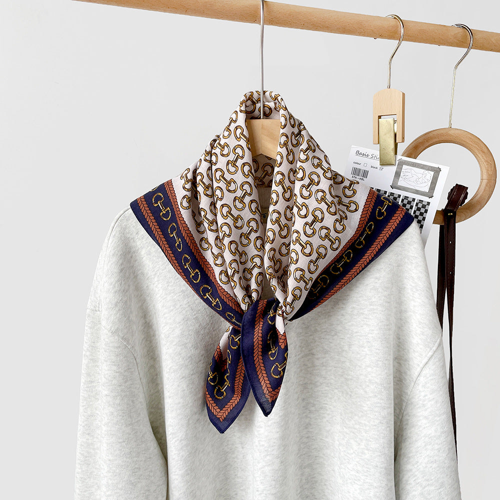 Long Polyester Scarf - Herringbone Pattern Square Scarf Vintage Style Breathable Neck Scarf