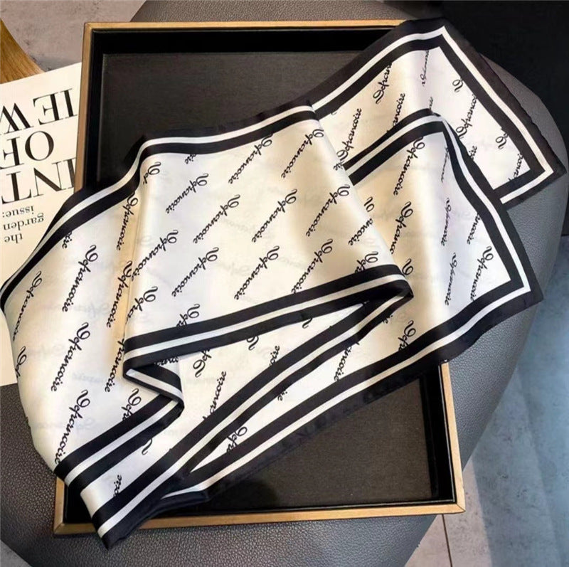 Women's Summer Korean Style Scarf - Lightweight Polyester Silk Scarf, Long Double-Sided Brocade Scarf, Versatile Fashion Accessory