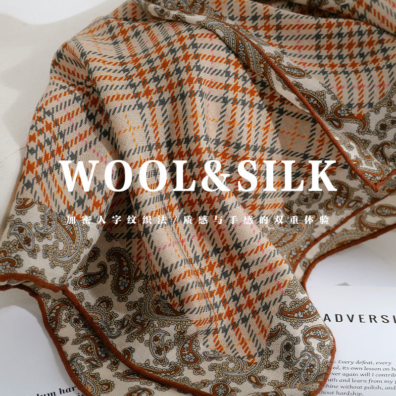 Luxury Silk Wool Blend Scarf - Versatile Two-Way Shawl for Women