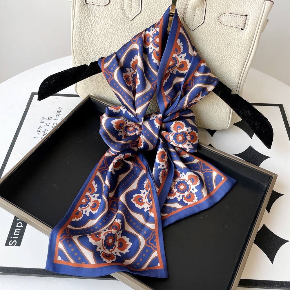 Women's Long Silk Scarf 150x16cm - Cashew Print Versatile Scarf for Daily Wear, Business & Travel Accessories