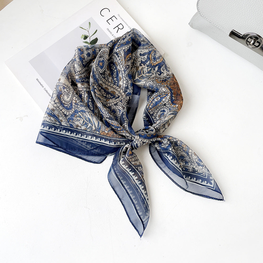 Women's Summer Polyester Scarf - Lightweight Square Scarf, Elegant Neckwear, Silk-like Feel