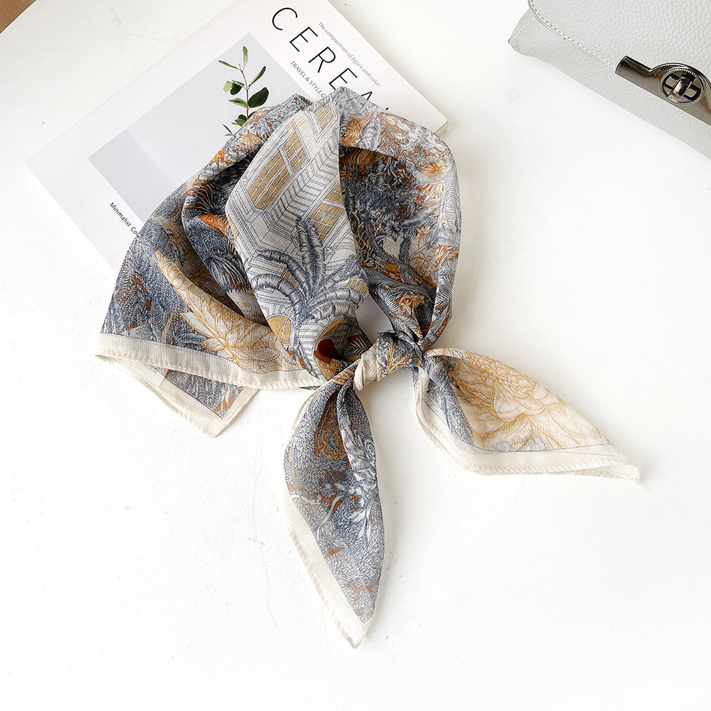Women's Summer Polyester Scarf - Lightweight Square Scarf, Elegant Neckwear, Silk-like Feel