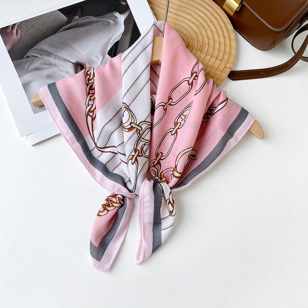 Long Polyester Scarf - Herringbone Pattern Square Scarf Vintage Style Breathable Neck Scarf