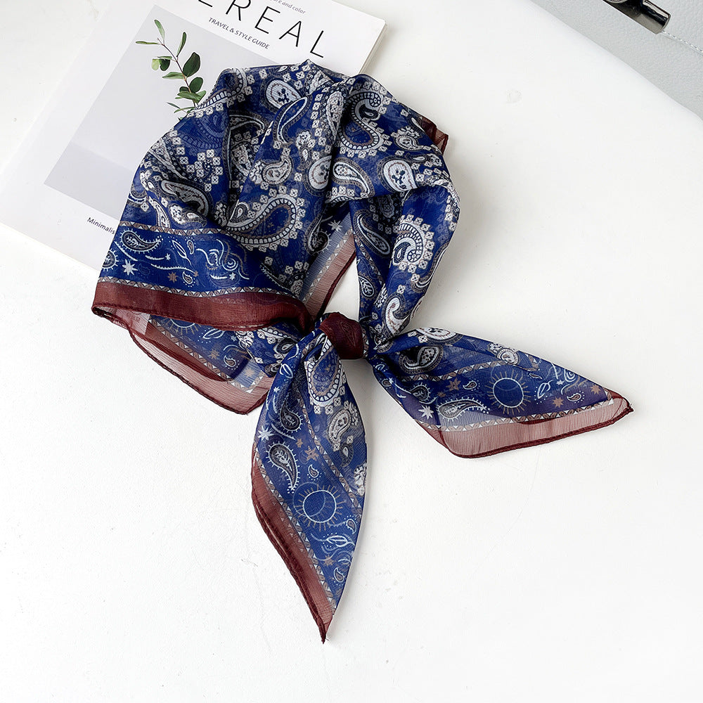 Women's Summer Polyester Scarf - Lightweight Square Scarf, Elegant Neckwear, Silk-like Feel