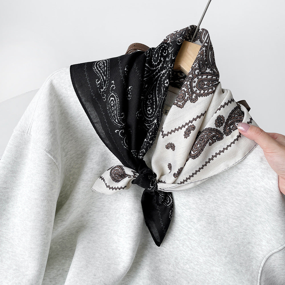 Long Polyester Scarf - Herringbone Pattern Square Scarf Vintage Style Breathable Neck Scarf