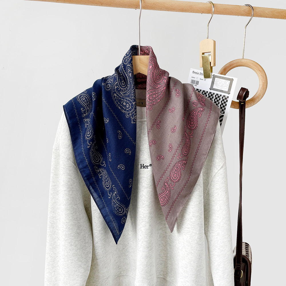 Long Polyester Scarf - Herringbone Pattern Square Scarf Vintage Style Breathable Neck Scarf