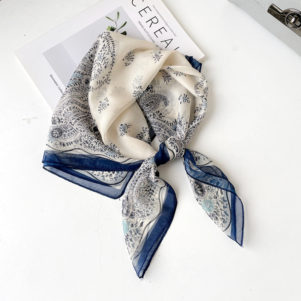 Women's Summer Polyester Scarf - Lightweight Square Scarf, Elegant Neckwear, Silk-like Feel