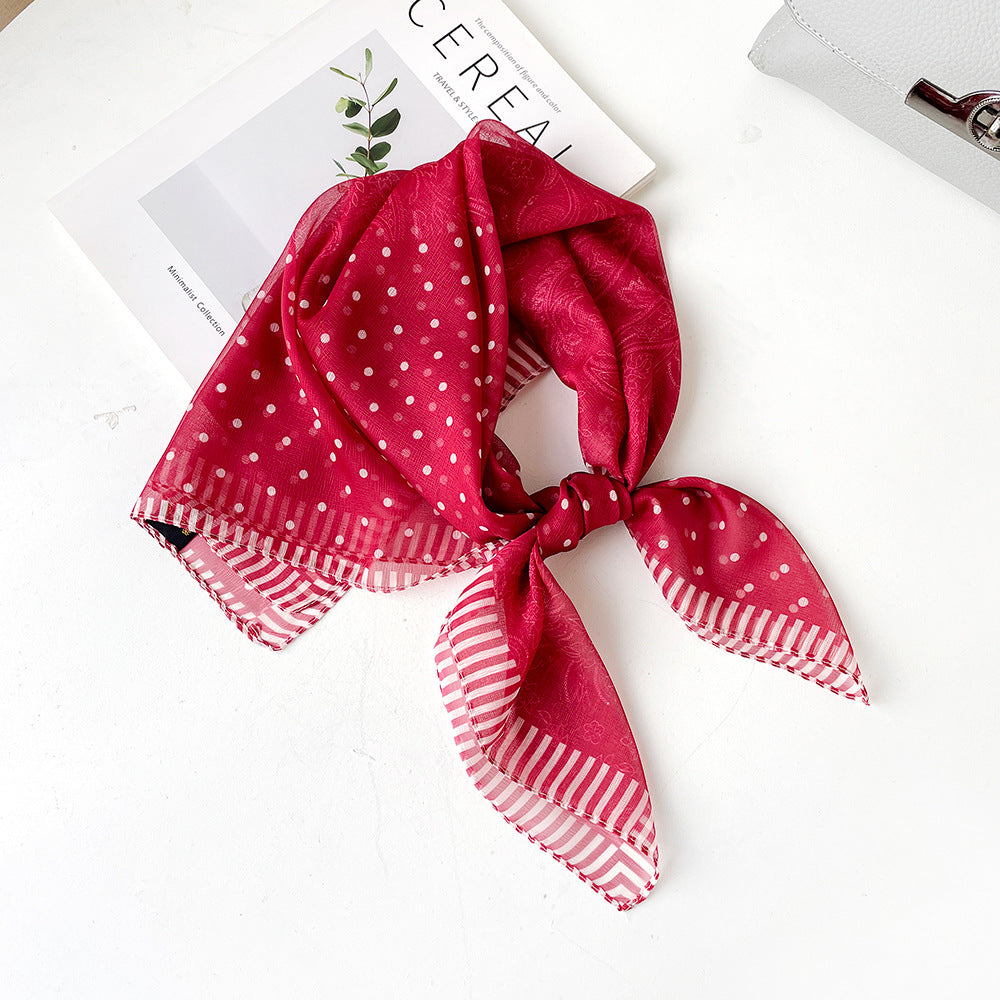 Women's Summer Polyester Scarf - Lightweight Square Scarf, Elegant Neckwear, Silk-like Feel