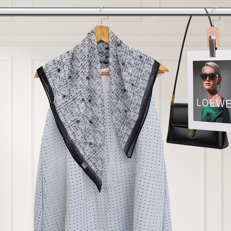 Polyester Silk Summer Scarf - Lightweight Korean Fashion Square Neck Scarf | UV Protection Versatile 70x70