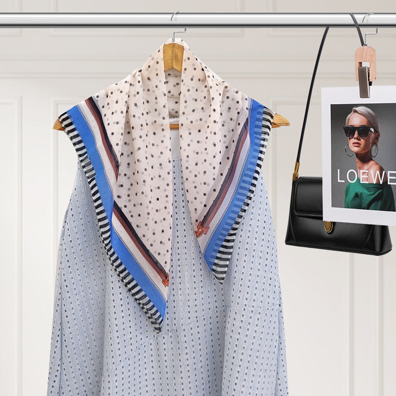 Polyester Silk Summer Scarf - Lightweight Korean Fashion Square Neck Scarf | UV Protection Versatile 70x70