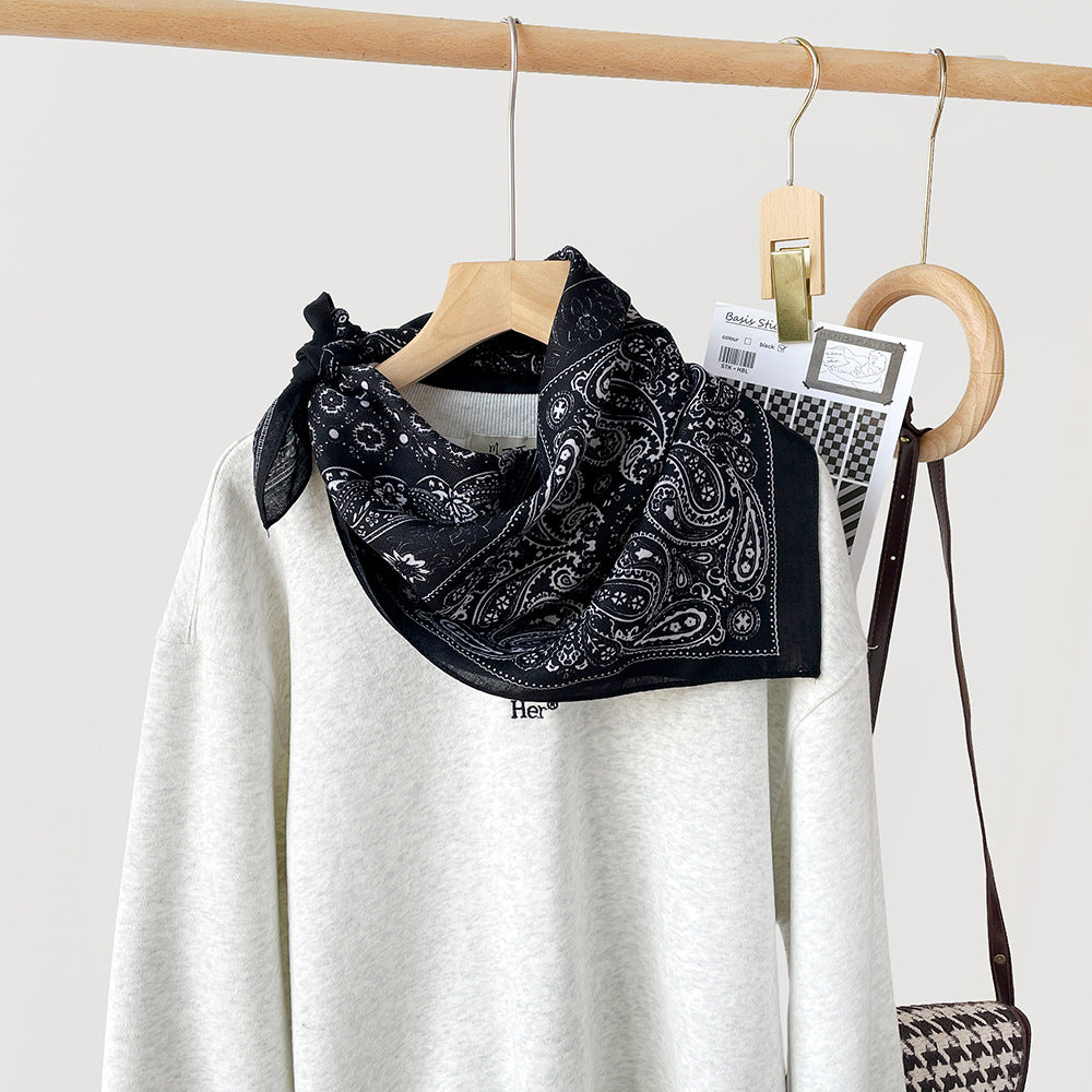 Long Polyester Scarf - Herringbone Pattern Square Scarf Vintage Style Breathable Neck Scarf