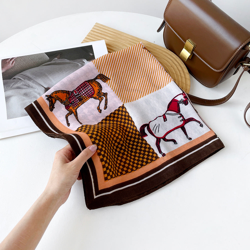 Long Polyester Scarf - Herringbone Pattern Square Scarf Vintage Style Breathable Neck Scarf