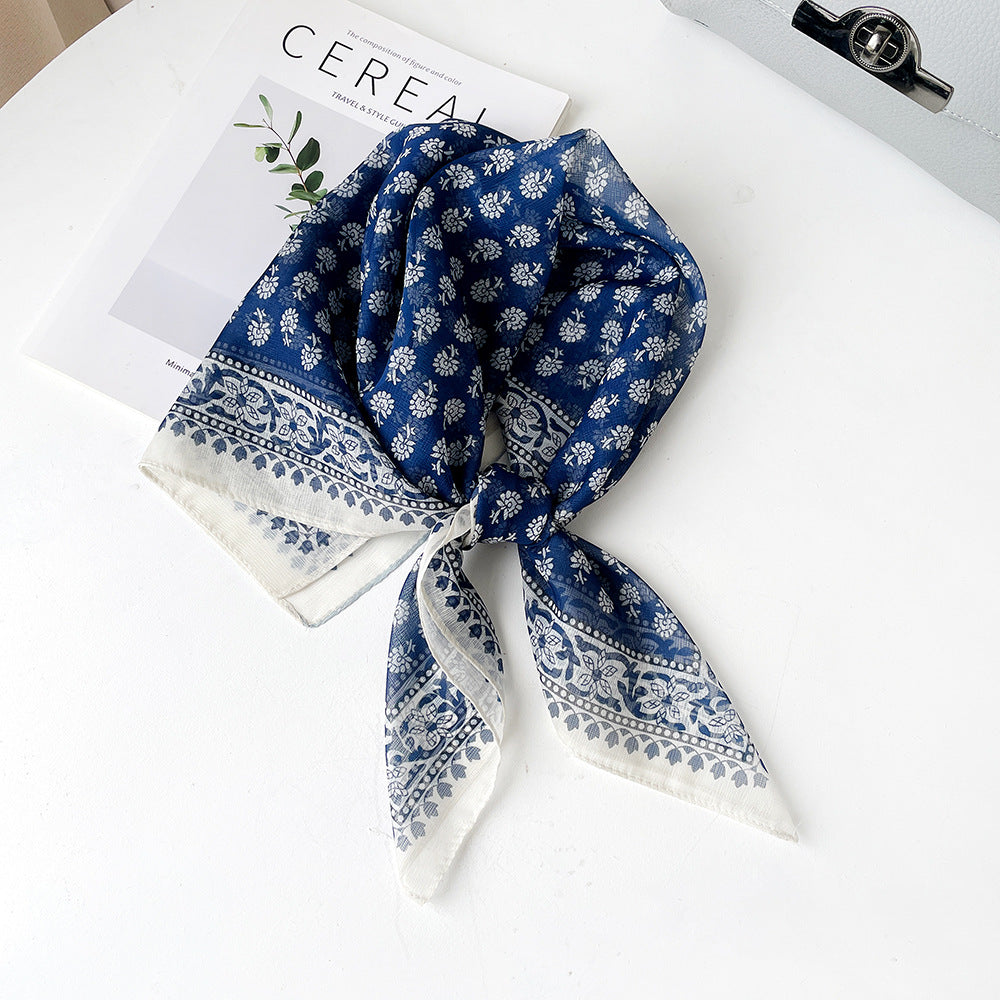 Women's Summer Polyester Scarf - Lightweight Square Scarf, Elegant Neckwear, Silk-like Feel