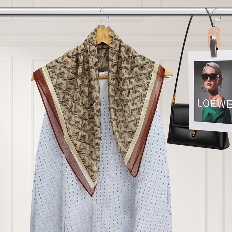 Polyester Silk Summer Scarf - Lightweight Korean Fashion Square Neck Scarf | UV Protection Versatile 70x70