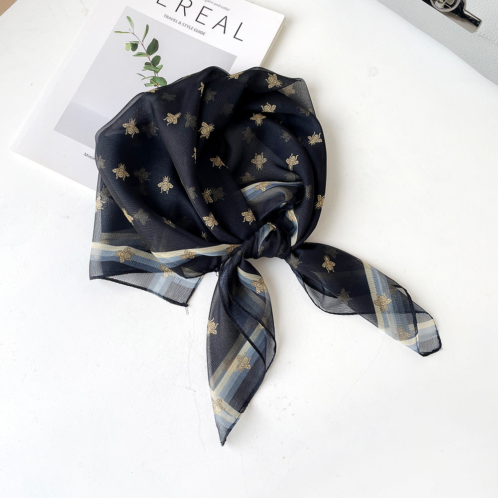 Women's Summer Polyester Scarf - Lightweight Square Scarf, Elegant Neckwear, Silk-like Feel
