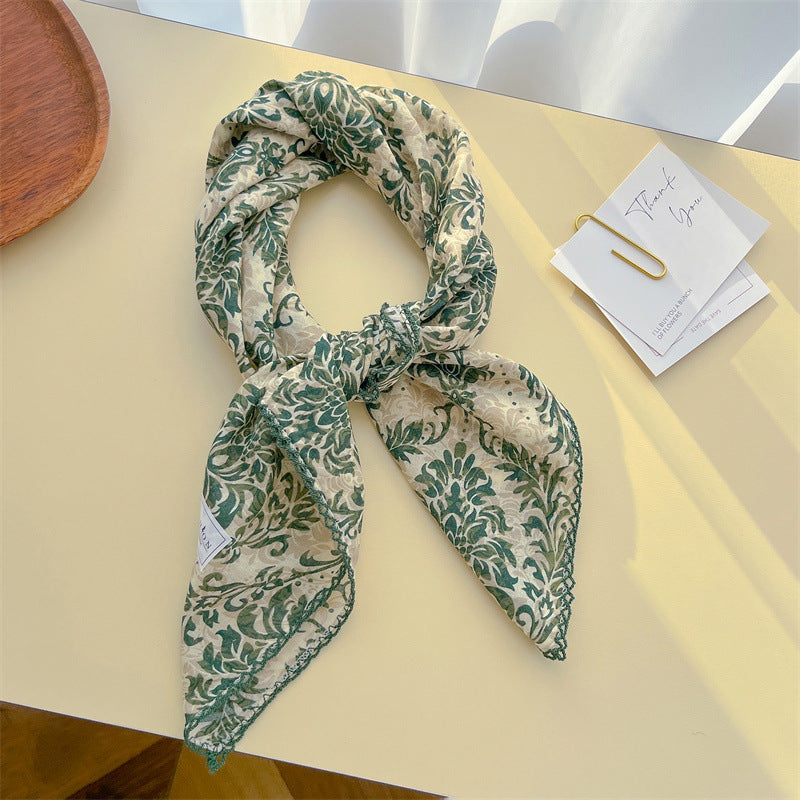 Silk-Like Polyester Scarf - Elegant Spring/Autumn Fashion Accessory for Women
