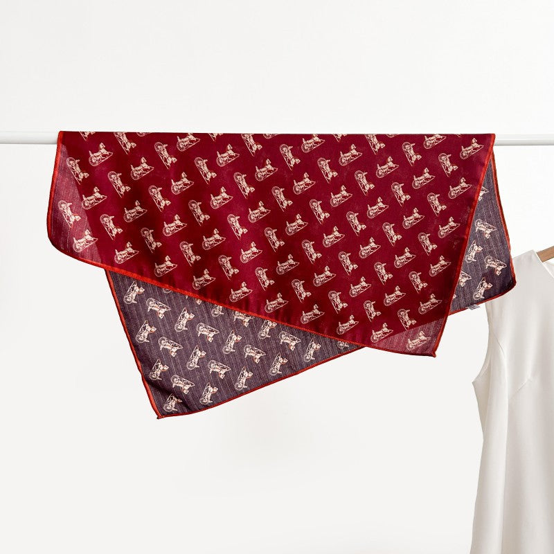 Blue Carriage Print Square Scarf 65x65cm - Affordable Silk-Like Scarf for Women, Machine Washable & Wrinkle-Free