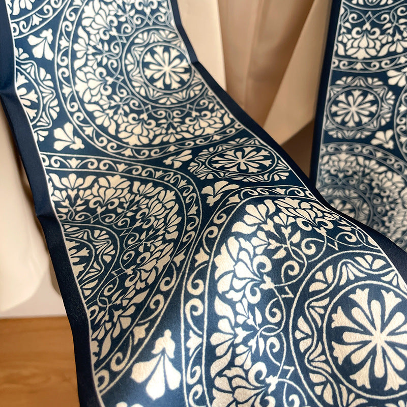 Long Silk Scarf - Elegant Narrow Scarf for Women, Fashion Print Neck Scarf, Autumn Winter New Style, Summer Shirt Accessory