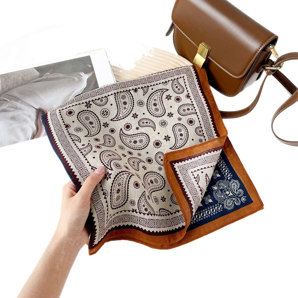 Long Polyester Scarf - Herringbone Pattern Square Scarf Vintage Style Breathable Neck Scarf