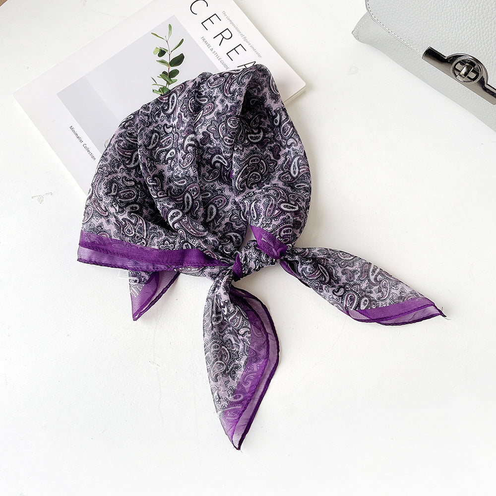 Women's Summer Polyester Scarf - Lightweight Square Scarf, Elegant Neckwear, Silk-like Feel