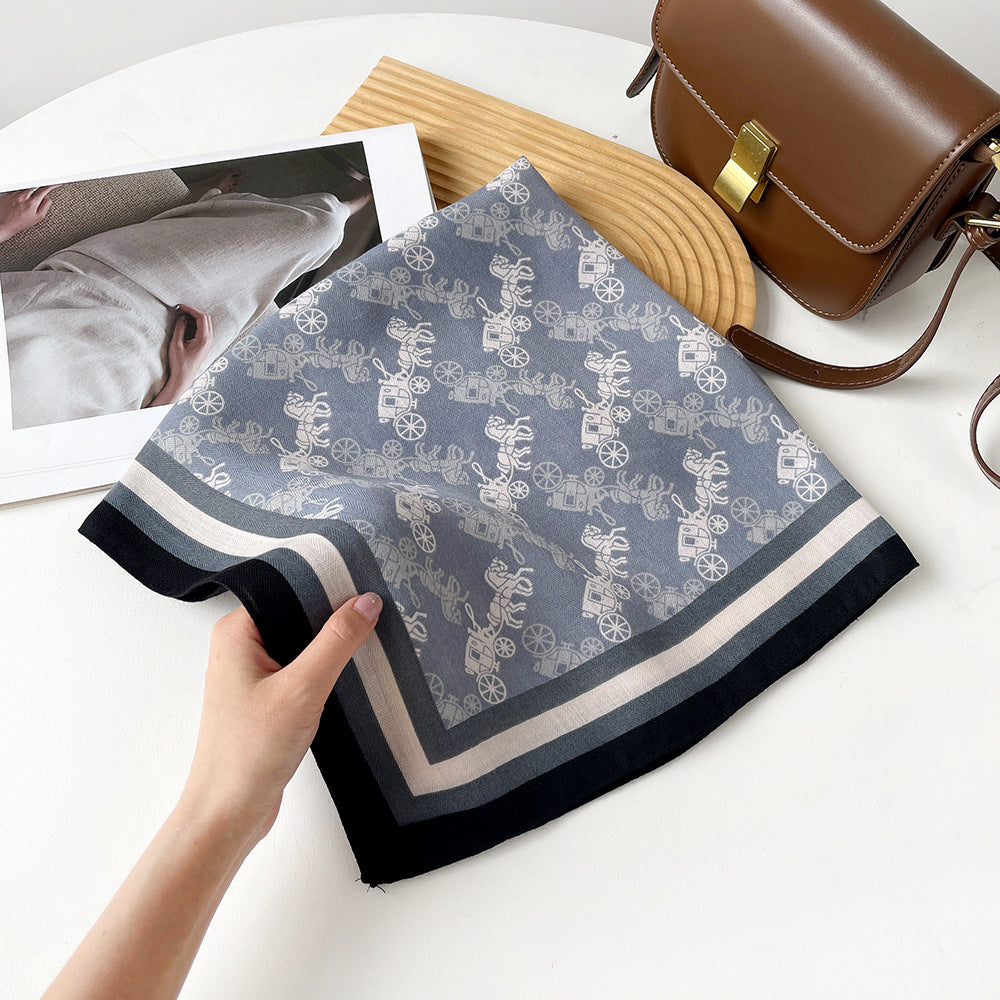 Long Polyester Scarf - Herringbone Pattern Square Scarf Vintage Style Breathable Neck Scarf