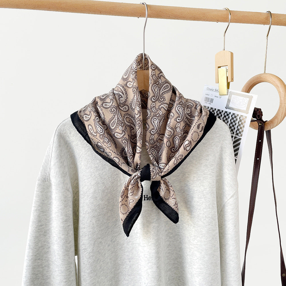 Long Polyester Scarf - Herringbone Pattern Square Scarf Vintage Style Breathable Neck Scarf