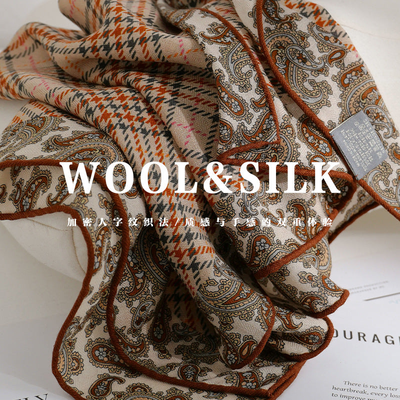 Luxury Silk Wool Blend Scarf - Versatile Two-Way Shawl for Women