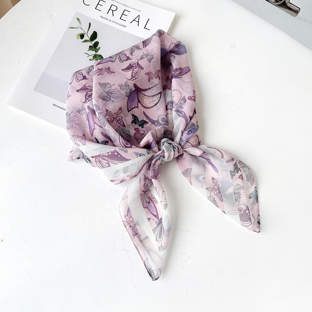 Women's Summer Polyester Scarf - Lightweight Square Scarf, Elegant Neckwear, Silk-like Feel