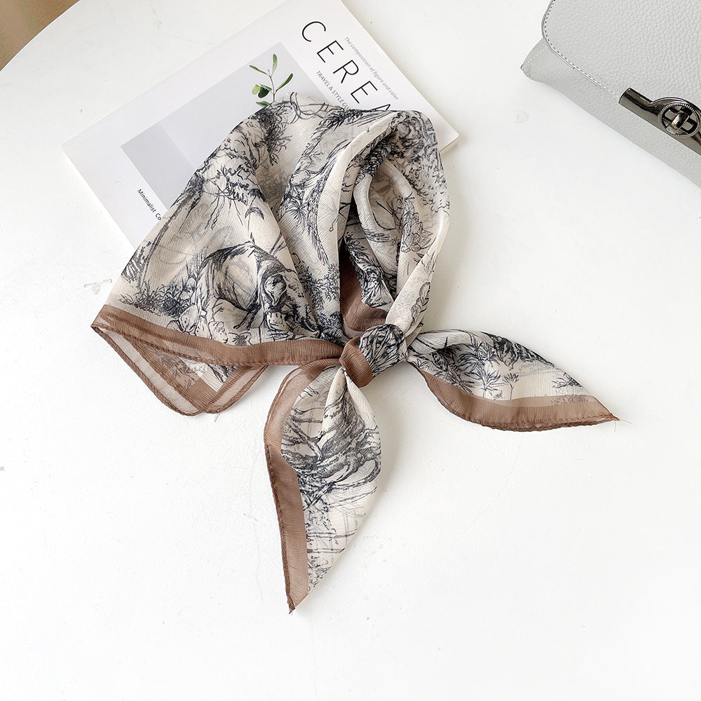 Women's Summer Polyester Scarf - Lightweight Square Scarf, Elegant Neckwear, Silk-like Feel