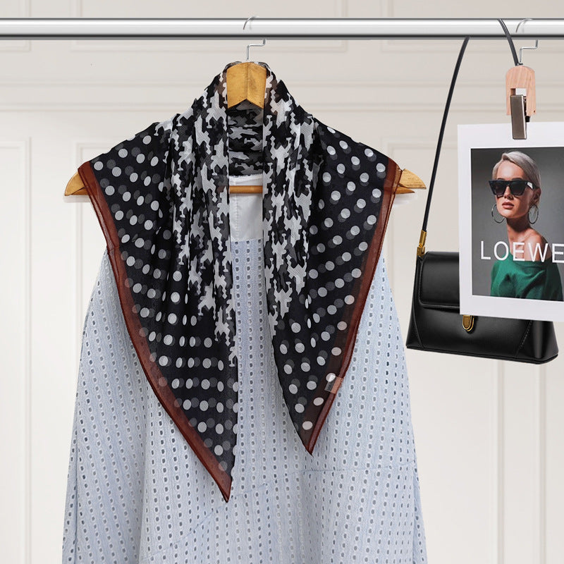 Polyester Silk Summer Scarf - Lightweight Korean Fashion Square Neck Scarf | UV Protection Versatile 70x70