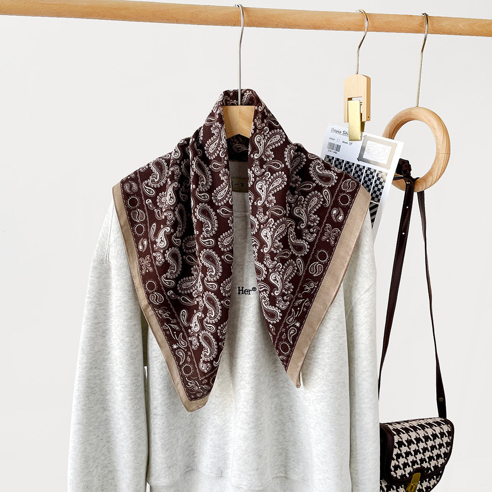 Long Polyester Scarf - Herringbone Pattern Square Scarf Vintage Style Breathable Neck Scarf