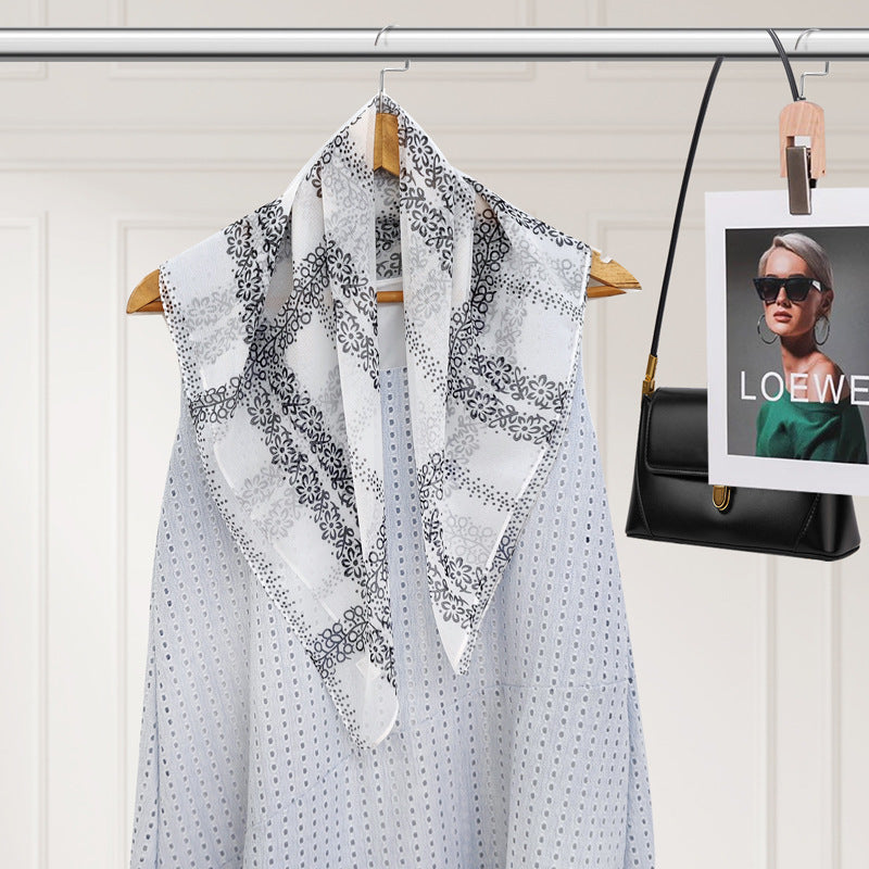 Polyester Silk Summer Scarf - Lightweight Korean Fashion Square Neck Scarf | UV Protection Versatile 70x70