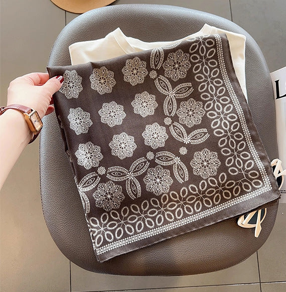 Long Polyester Scarf - Herringbone Pattern Square Scarf Vintage Style Breathable Neck Scarf