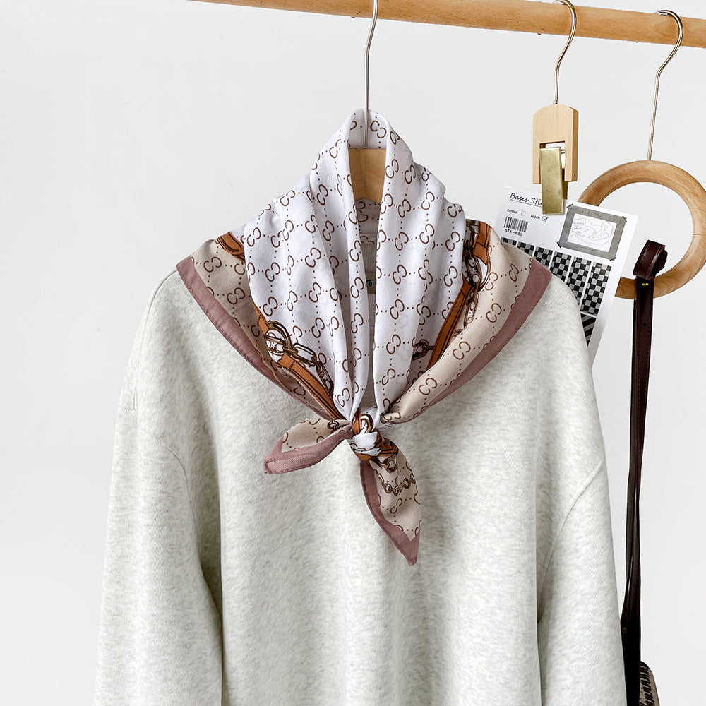 Long Polyester Scarf - Herringbone Pattern Square Scarf Vintage Style Breathable Neck Scarf