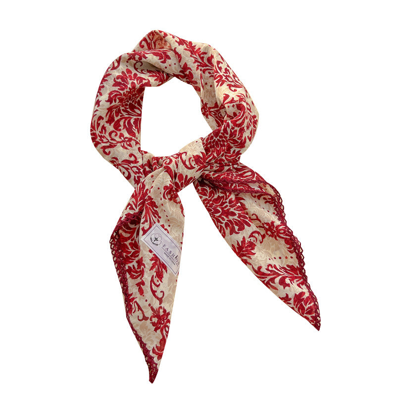 Silk-Like Polyester Scarf - Elegant Spring/Autumn Fashion Accessory for Women