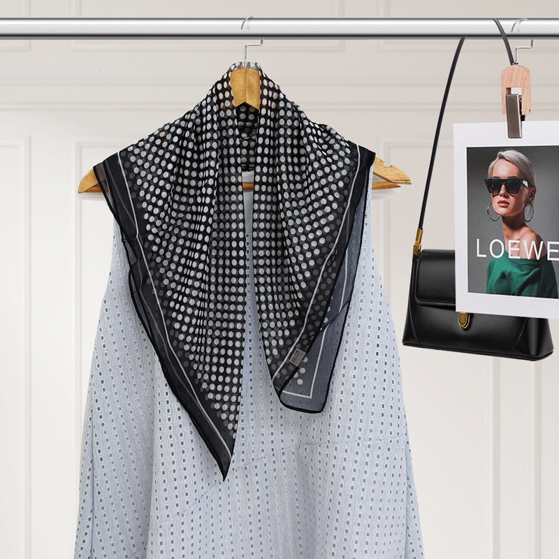 Polyester Silk Summer Scarf - Lightweight Korean Fashion Square Neck Scarf | UV Protection Versatile 70x70