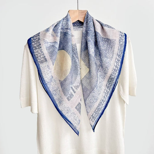 Polyester Silk Summer Scarf - Lightweight Korean Fashion Square Neck Scarf | UV Protection Versatile 70x70